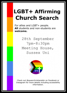 Young Campaigner LGBTQU+ affirming churches flyer