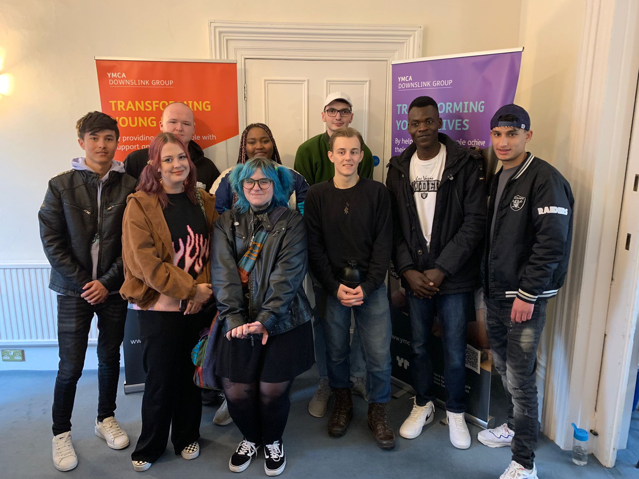 Youth Council first meeting, the young people standing together smiling