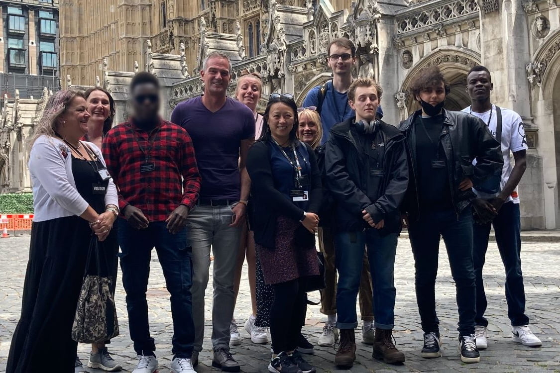 The Youth Council and Inspire Team stood outside the Houses of Parliament with MP Peter Kyle