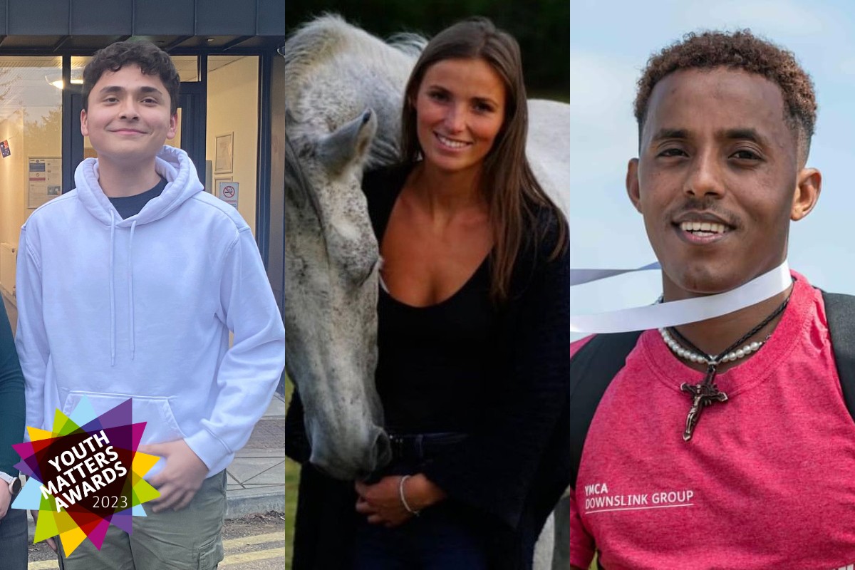 Our three finalists@ Randy, Chantal with a horse and Temesgen holding a medal