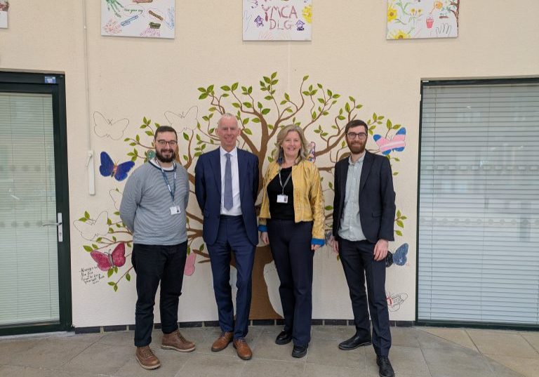 Horsham Y Centre manager David Martin, MP John Milne, CEO Emily Brock and YMCA E&W's Jack Chesterman.